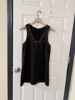 Free People Black Mini Shift Dress with Gold Stud Detailing